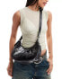 Glamorous crescent shoulder bag with hardware detail in black - фото #4