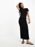 ASOS DESIGN soft touch capped sleeve scoop back maxi dress with in black