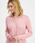 Фото #3 товара Petite Button-Front Long-Sleeve Knit Shirt, Created for Macy's