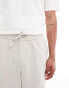 ASOS DESIGN wide linen trouser in stone with elasticated waist