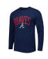 Фото #2 товара Men's Navy Atlanta Braves Inertia Raglan Long Sleeve Henley T-shirt