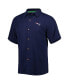 Men's Navy New England Patriots Top of Your Game Camp Button-Up Shirt