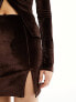 Фото #3 товара ASOS DESIGN co-ord velvet mini skirt with split in chocolate