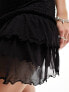 Monki mini ruffle skirt in black M - фото #11