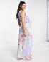 Фото #2 товара Liquorish Maternity satin wrap front maxi dress in blue floral