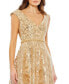 ფოტო #5 პროდუქტის Women's Sequined V Neck Cap Sleeve Dress