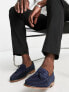 ASOS DESIGN tassel loafers in navy suede with natural sole