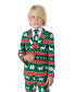 ფოტო #3 პროდუქტის Little Boys Festive Christmas Party Outfit Including Blazer, Pants and Tie Suit Set
