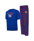 ფოტო #1 პროდუქტის Men's Royal, Red New York Giants Arctic T-shirt and Pajama Pants Sleep Set