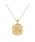 ფოტო #1 პროდუქტის Sagittarius Archer Design 14K Yellow Gold Blue Topaz Stone Diamond Tag Pendant Necklace