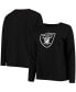 ფოტო #1 პროდუქტის Women's Plus Size Black Las Vegas Raiders Primary Logo Long Sleeve T-shirt