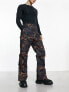 Фото #1 товара Threadbare ski trousers co-ord in black & orange print