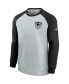 Men's Silver and Black Las Vegas Raiders Historic Raglan Crew Performance Sweater