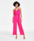 ფოტო #1 პროდუქტის Women's Trendy Tie-Waist Wide-Leg Adjustable-Strap Jumpsuit, XXS-4X, Created for Macy's