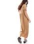 New Look plain smock midi dress in camel