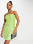 Forever New structured bandeau sequin mini dress in lime mix