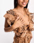 Фото #4 товара Miss Selfridge beach patchwork leoard frill cut out maxi dress