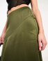 COLLUSION studios asymetric satin skirt co-ord in khaki