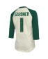 ფოტო #4 პროდუქტის Women's Threads Ahmad Sauce Gardner Cream, Green New York Jets Player Name and Number Raglan 3/4-Sleeve T-shirt