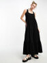 Фото #4 товара COLLUSION square neck tiered maxi dress in black