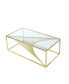 Gold Accent Table with Glass Top & Stainless Steel Frame