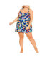 Фото #2 товара Plus Size Halter Back Swim Dress