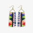 Brooke Two-Tone Checked Border Beaded Fringe Earrings Amalfi