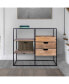 Фото #11 товара 35" Modern Glass Table, Storage, Drawers, Metal Frame