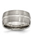 Titanium Brushed and Polished Grooved Wedding Band Ring