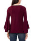 Petite Contrast-Trim Bell-Sleeve Top