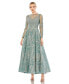 ფოტო #1 პროდუქტის Women's Embellished Bow Belt Illusion Long Sleeve A Line Dress