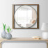 Round Wall Mirror With Rectangular Wooden Frame, Brown