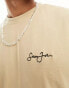 Sean John script t-shirt in beige with retro car back print