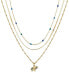 ფოტო #1 პროდუქტის 14K Gold Plated Elephant and Blue Enamel Beads Layered Necklace Set, 3 Pieces