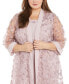 Фото #3 товара Plus Size 3D Floral Mesh Jacket & Necklace Dress Set