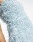 Extro & Vert – Minikleid in Babyblau mit Kunstfederbesatz