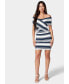 ფოტო #1 პროდუქტის Women's Off Shoulder Striped Sweater Dress