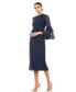 Women's Fully Sequined Ruffle Tiered 3/4 Sleeve Midi Dress