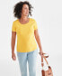 ფოტო #1 პროდუქტის Petite Cotton Scoop-Neck Short-Sleeve Top, Created for Macy's