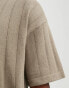 Jack & Jones knitted oversize polo in beige