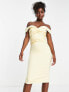 Фото #4 товара Lavish Alice off shoulder twist detail midi dress in butter