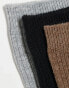 Фото #2 товара Pieces 3 pack socks in taupe grey and black