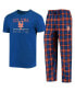 ფოტო #1 პროდუქტის Men's Royal, Orange New York Mets Lodge T-shirt and Pants Sleep Set