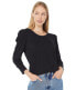 SUNDRY 297720 Women 3/4 Puff Sleeve Pima Cotton Top Black, 0