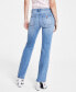 ფოტო #2 პროდუქტის Women's Embellished-Chain Straight-Leg Denim Jeans