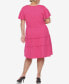 ფოტო #2 პროდუქტის Plus Size Short Sleeve V-neck Tiered Midi Dress