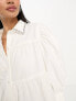 Фото #3 товара ASOS DESIGN tiered smock shirt with embellished collar in white