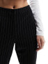 4th & Reckless high waisted split leg flared trousers in black pinstripe