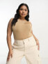 Simply Be black racer neck slinky body in camel