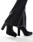 Фото #1 товара ASOS DESIGN platform heeled boots with pointed toe in black faux leather